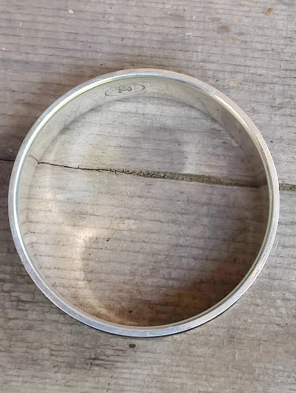 Heavy Sterling Silver Alligator Leather Signed Bangle Bracelet